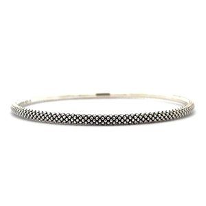 Lagos Sterling Silver 3mm Signature Caviar Bangle Bracelet, Small - NWOT